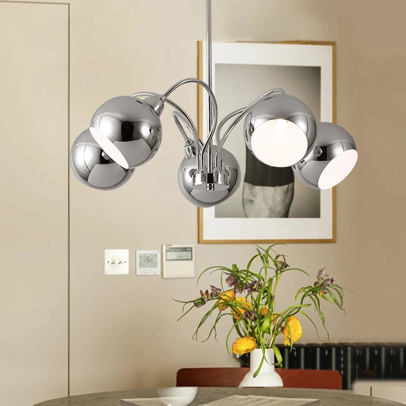 Nordic chrome chandelier with decorative globe lamps
