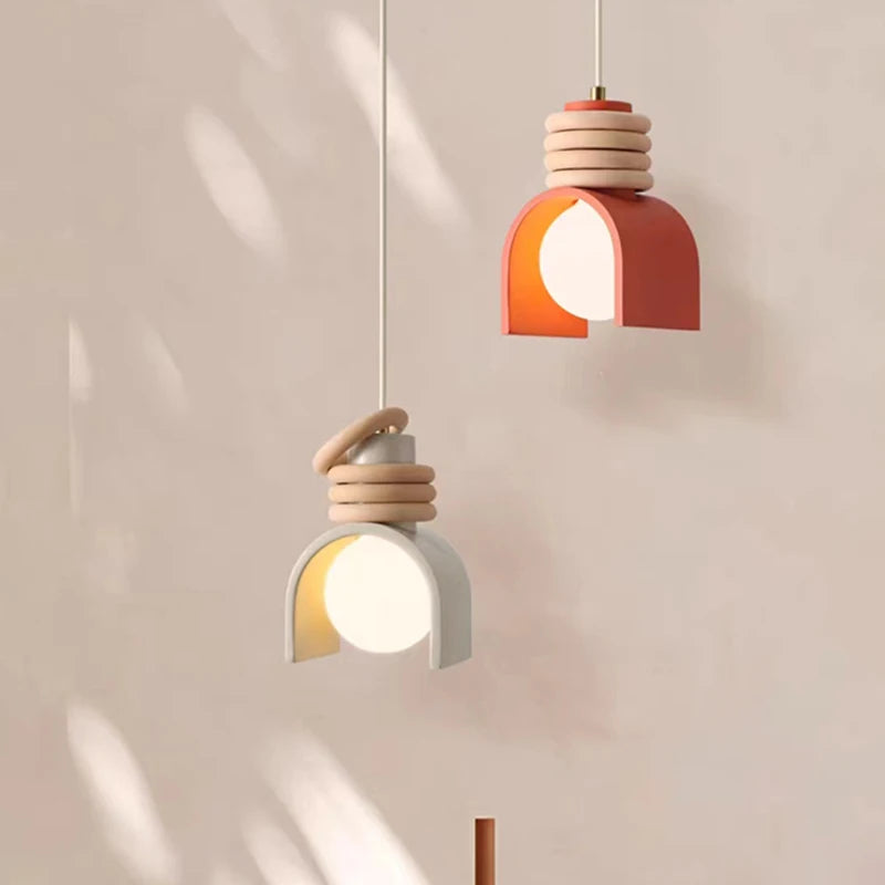 lustre led en résine 	 style avec cordon réglable - vue 3 sur 8