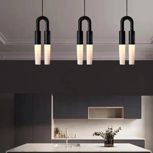 Modern LED pendant light in metal and acrylic with adjustable cord - vue 3 sur 6