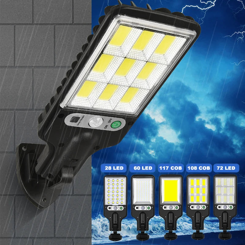 Solar LED floor lamp with motion sensor and remote control