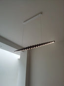 Wooden pendant light modern table long linear LED kitchen island lamp for dining room, living room, office