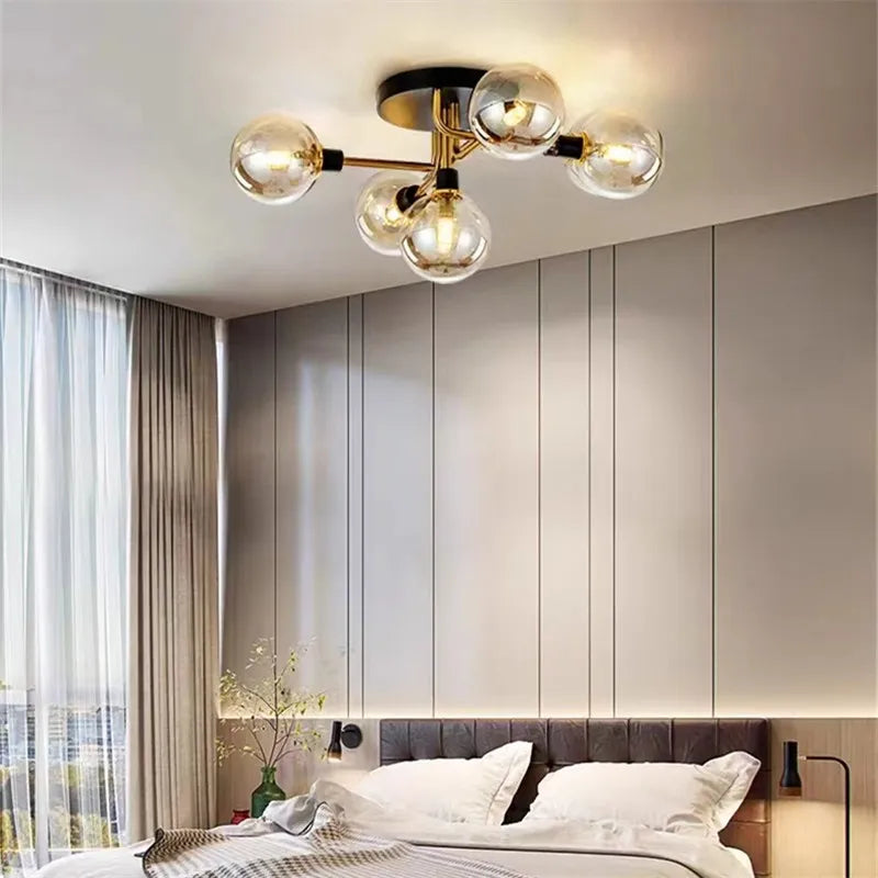 Nordic glass ceiling light G9 LED industrial metal for bedroom, living room, dining room, study, home and loft