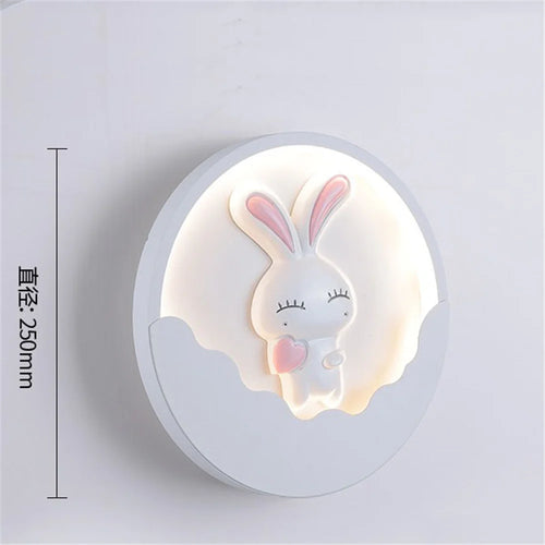 Round LED wall light bear and rabbit for children - vue 11 sur 10