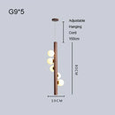 Modern glass and walnut wood chandelier for indoor use