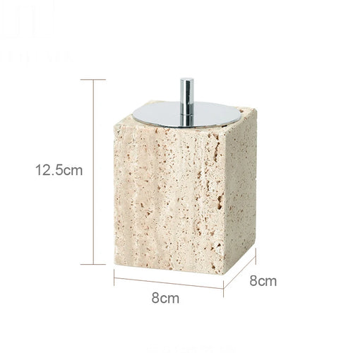 elegant travertine bathroom accessory set - vue 12 sur 30