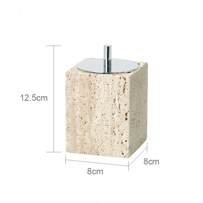 elegant travertine bathroom accessory set - vue 11 sur 30