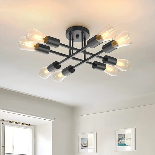 vintage sputnik chandelier with multiple modern iron rods