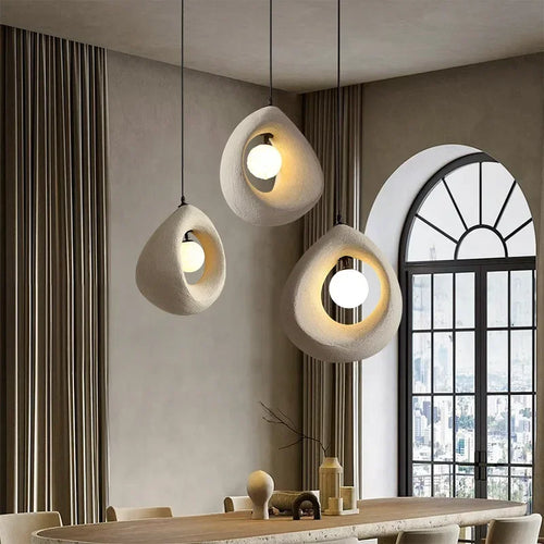 Minimalist nordic wabi sabi LED pendant light for interior decor - vue 5 sur 30
