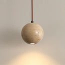 Retro natural stone pendant light with white glass shade