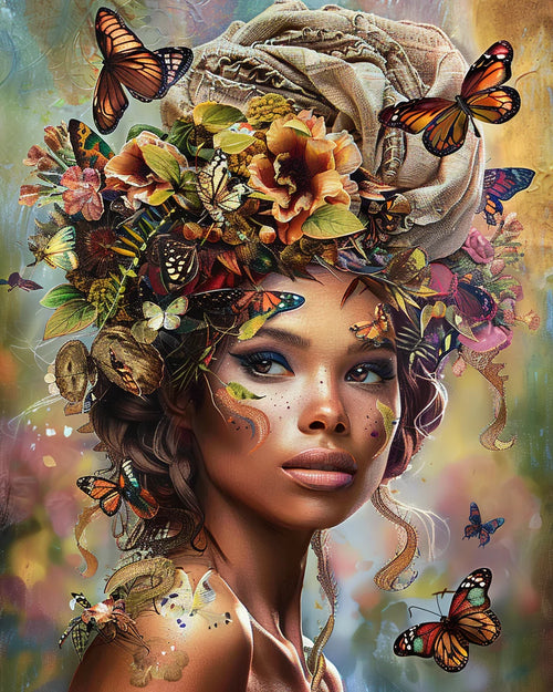 Ethnic girl butterfly flower paint by numbers decorative craft kit