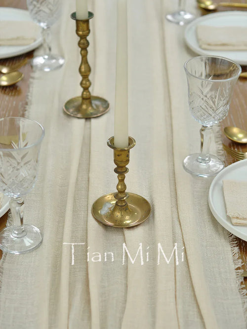 Retro boho cotton gauze table runner wedding - vue 6 sur 7