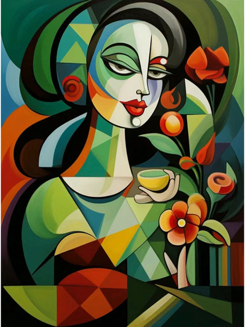 Picasso style abstract woman 5D diamond painting decorative embroidery kit