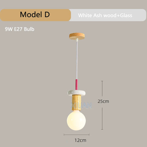 Modern wooden chandelier with LED for home - vue 11 sur 13