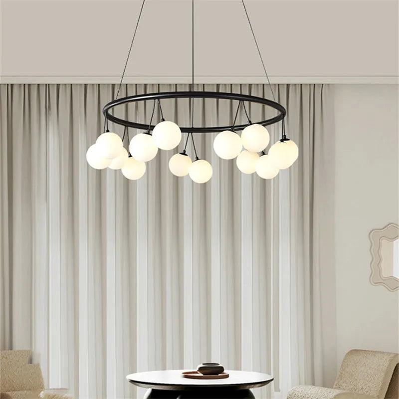 Postmodern adjustable circular pendant chandelier with elegant design