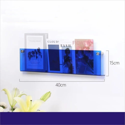 acrylic floating wall shelf magazine rack and literature organizer - vue 13 sur 52