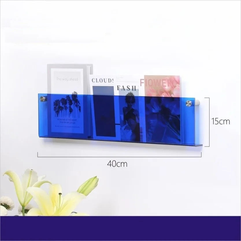 acrylic floating wall shelf magazine rack and literature organizer - vue 12 sur 52