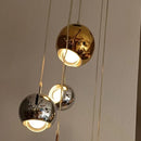 Rotating gold chrome LED pendant light ideal for bar, restaurant or café