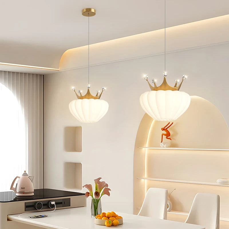 Luxury decorative pendant light with gold crown design