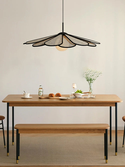 Creative rattan chandelier in Japanese style for modern interiors - vue 4 sur 8