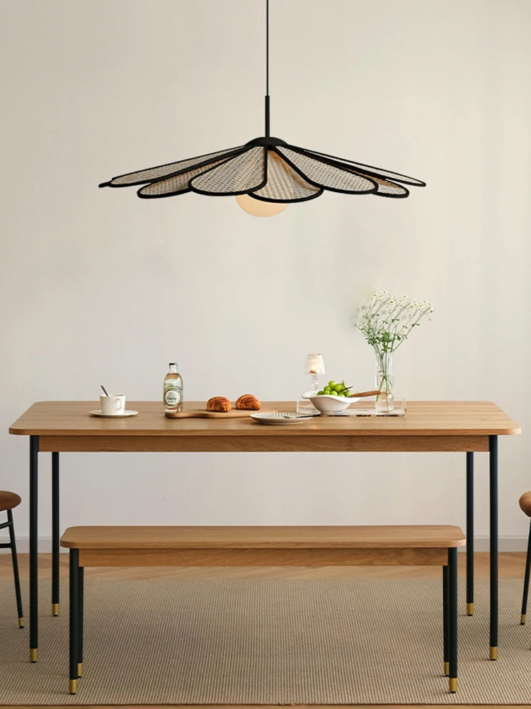 Creative rattan chandelier in Japanese style for modern interiors - vue 4 sur 8