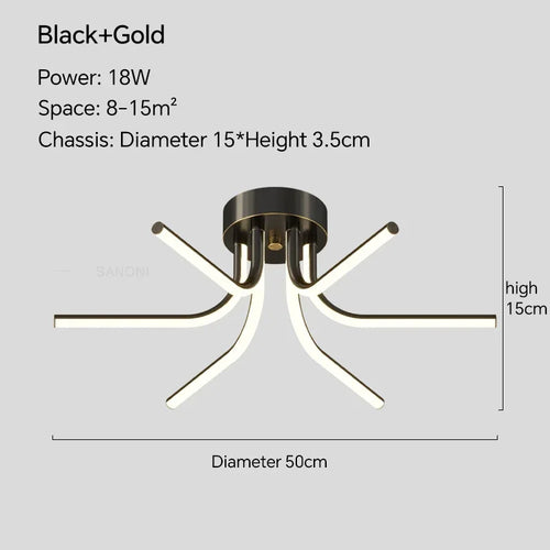 Modern LED ceiling light with remote control for interior decoration - vue 9 sur 12