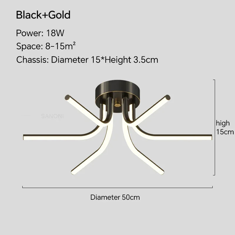 Modern LED ceiling light with remote control for interior decoration - vue 8 sur 12