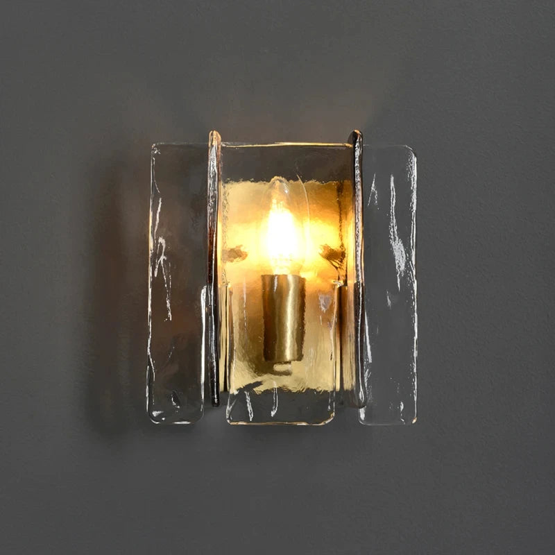 Elegant nordic design glass and copper wall light