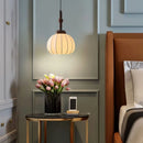 Silk and wood chandelier for modern indoor lighting