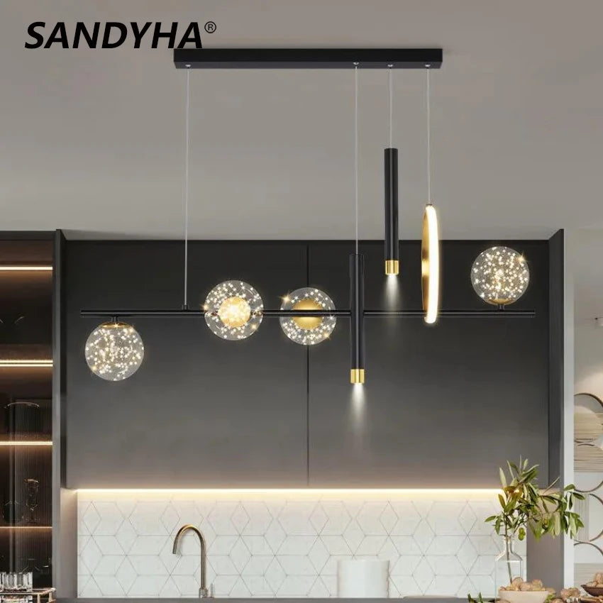 Modern LED gypsophila glass chandelier with remote dimming for interior décor