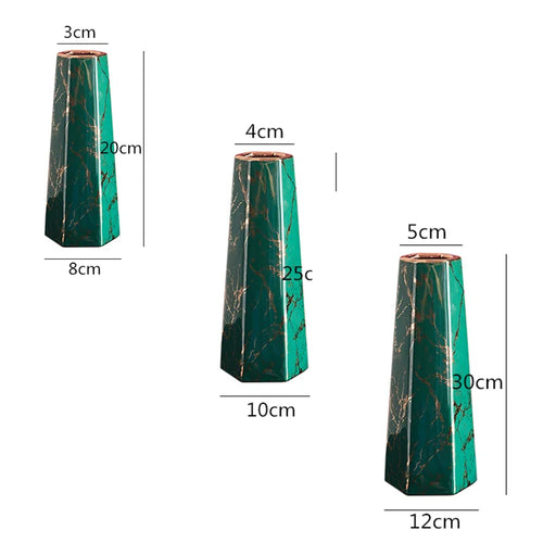 hexagonal ceramic vase for decorative floral arrangements
