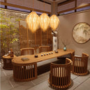 Rattan bamboo woven pendant light with straw hat shade pastoral decor