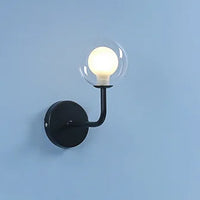 Nordic retro wall lamp with curved metal and glass globe