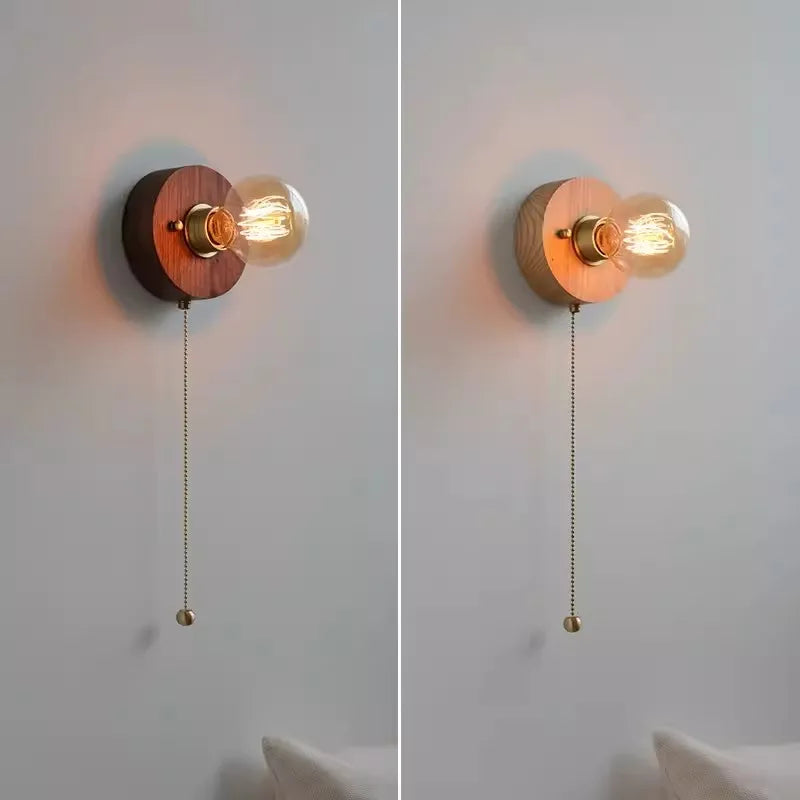 Wabi sabi style wooden wall light for decorative indoor lighting