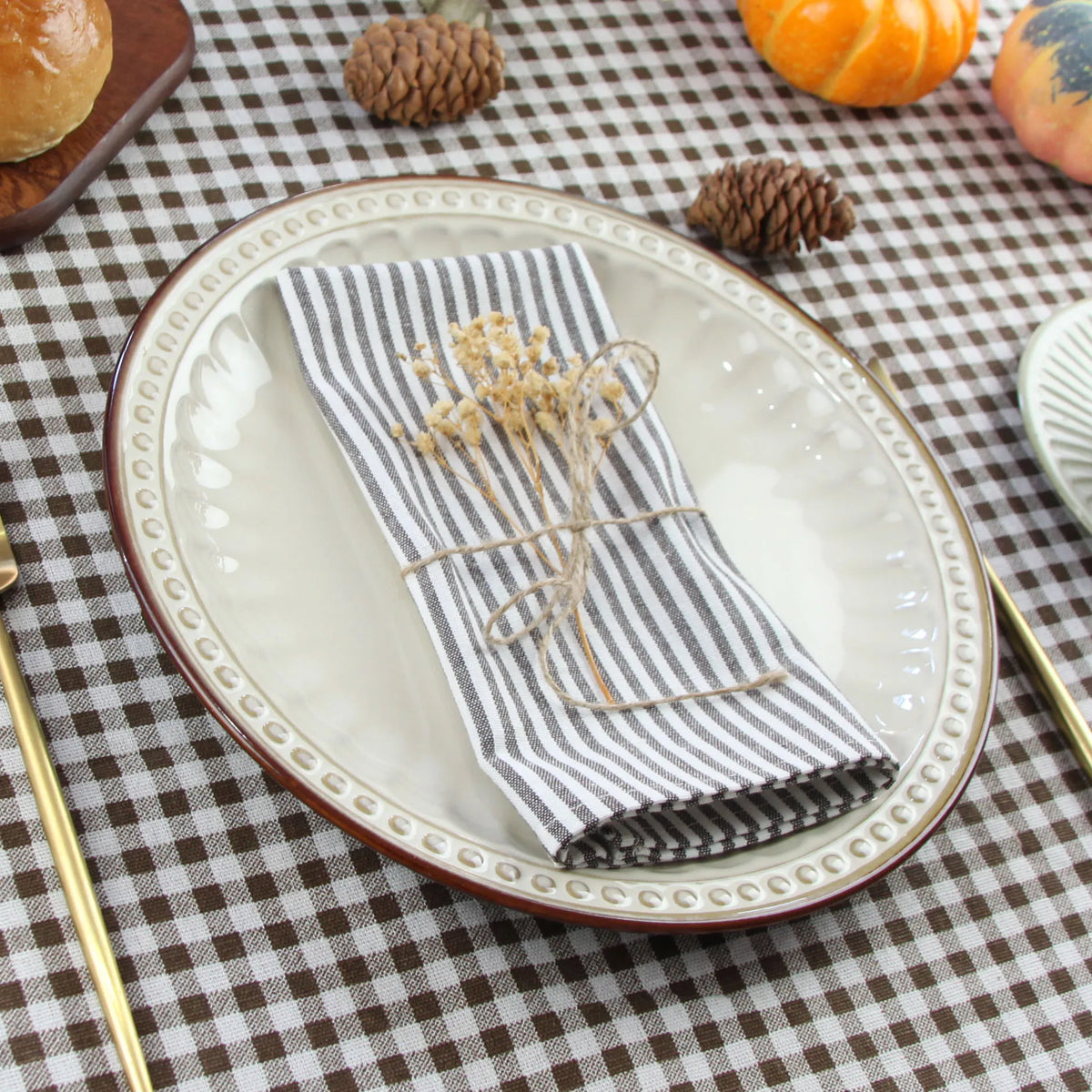 Serviette de table lot 12 lin coton style europe - vue 6 sur 7
