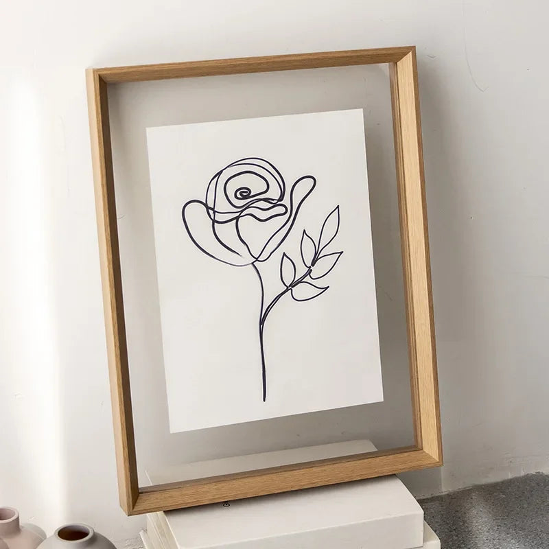 Double-sided wooden and acrylic photo frame for desk