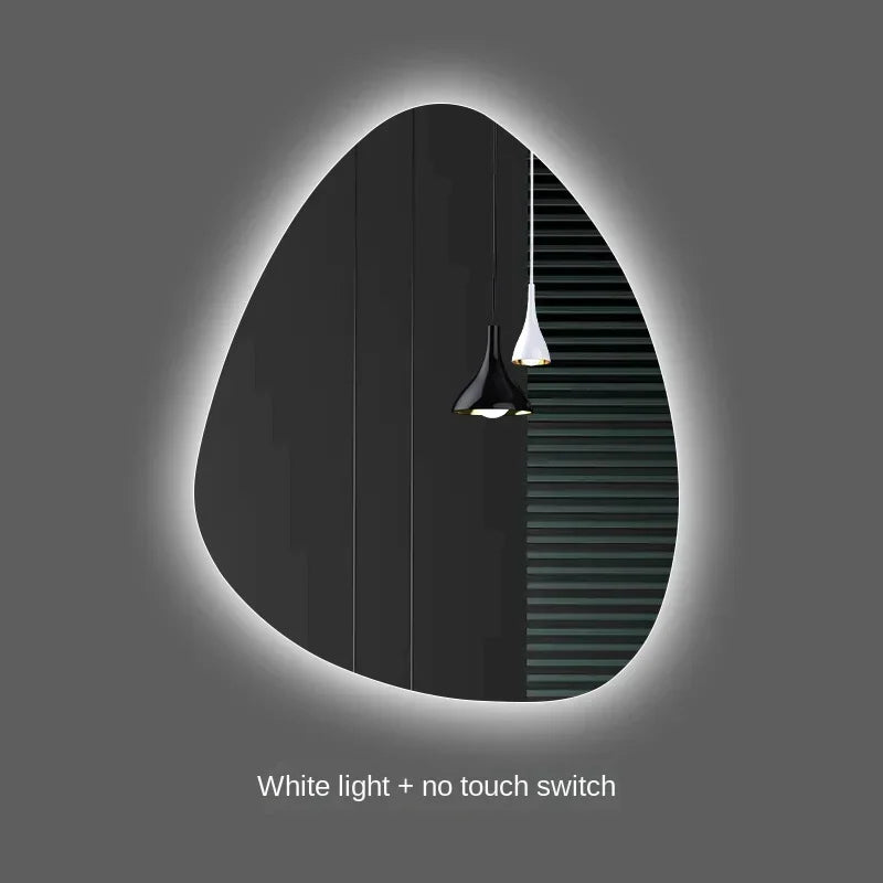 irregular vertical mirror with led light and bluetooth speaker - vue 14 sur 15