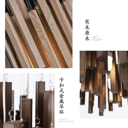 Solid wood Chinese restaurant chandelier - vue 5 sur 16