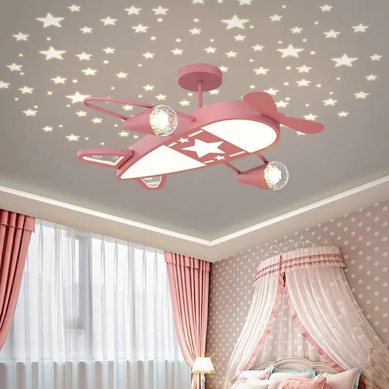 Starry sky airplane ceiling light for creative children's room