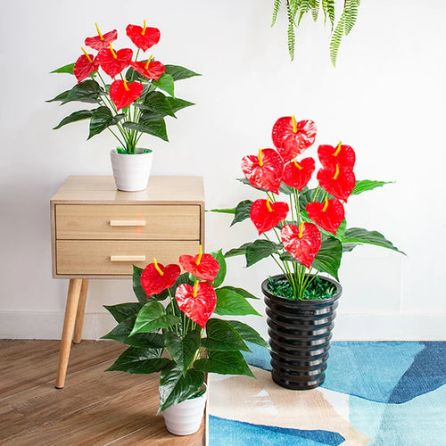 Artificial monstera, palm and anthurium plants for indoor or outdoor decoration - vue 5 sur 9