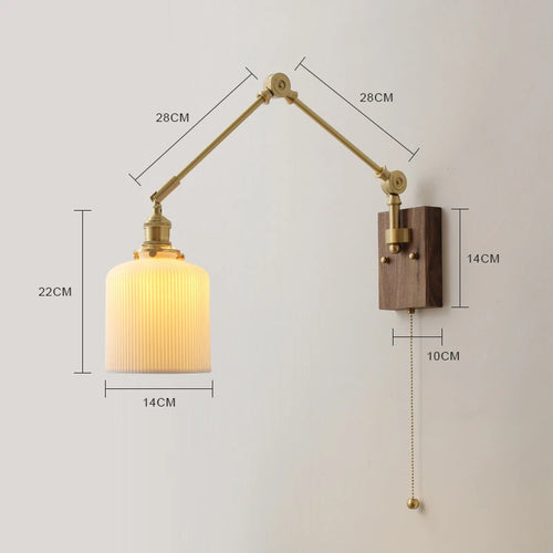 iwhd Copper swing arm LED wall light with pull chain switch - vue 10 sur 23
