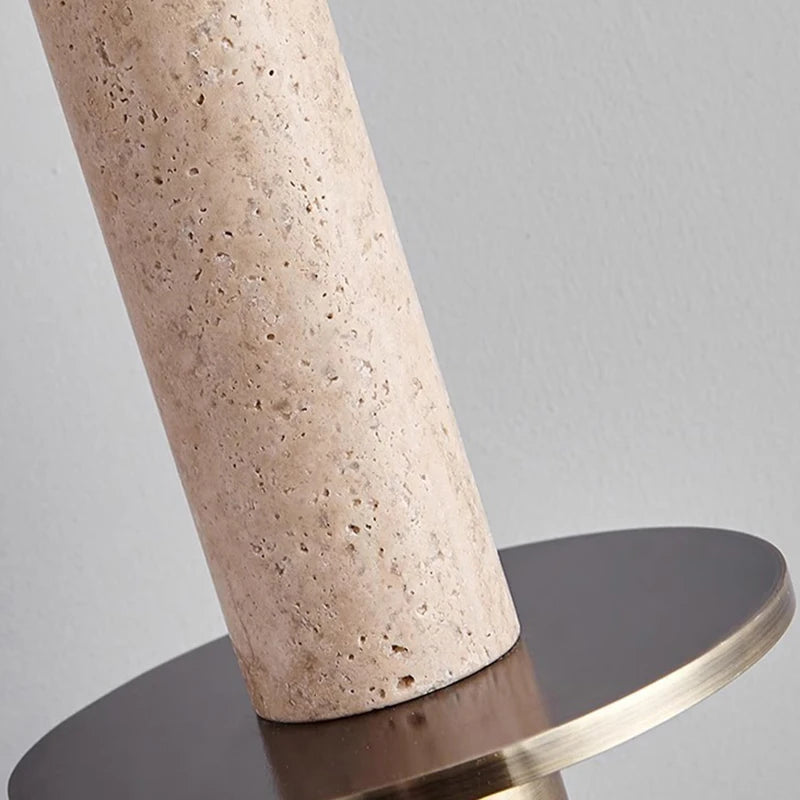 Cylindrical marble and gold metal pendant light for modern interiors - vue 6 sur 7