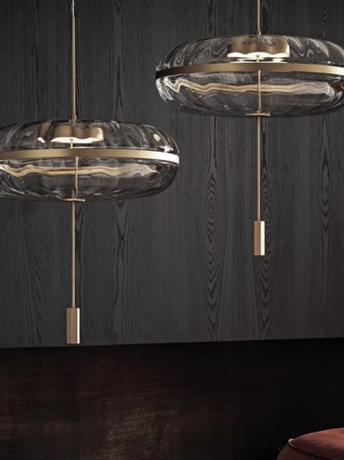 Nordic design circular glass chandelier for bars and restaurants - vue 4 sur 7