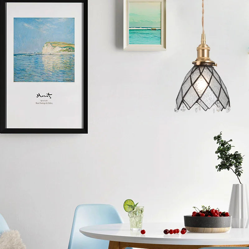 Nordic style stained glass pendant light for industrial lighting - vue 5 sur 18