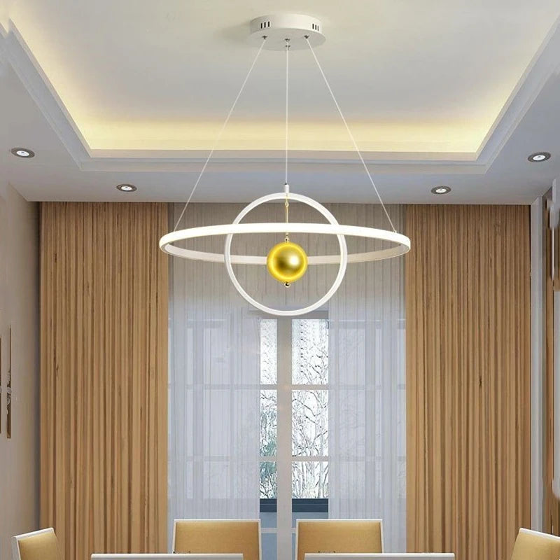 Circular iron ball chandelier with LED lights for decoration