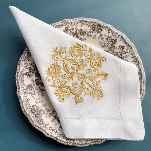 Embroidered floral table napkin, elegant design