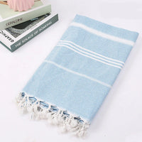 Turkish cotton striped beach towel with fringes spa