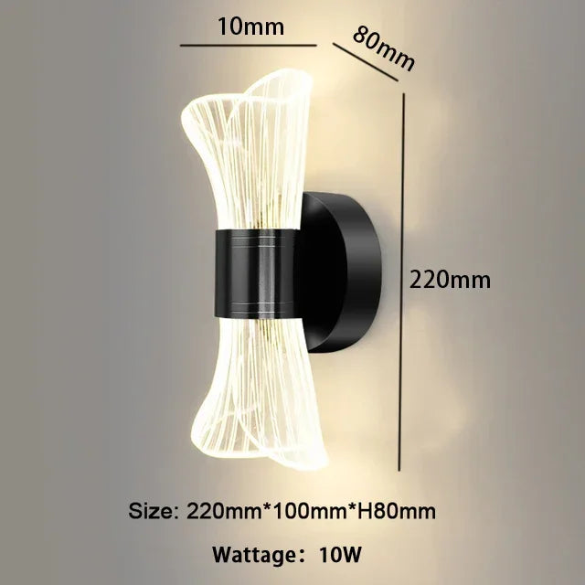 Modern luxury creative acrylic LED wall light gold or black for hallway, bedroom, bedside, corridor, home decor - vue 8 sur 11