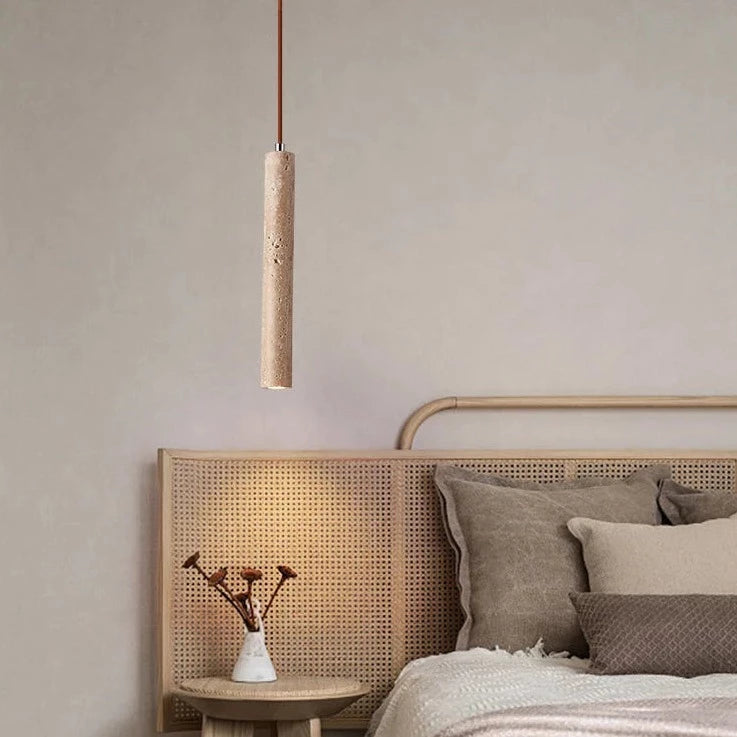 Japanese style retro modern wooden tube pendant light