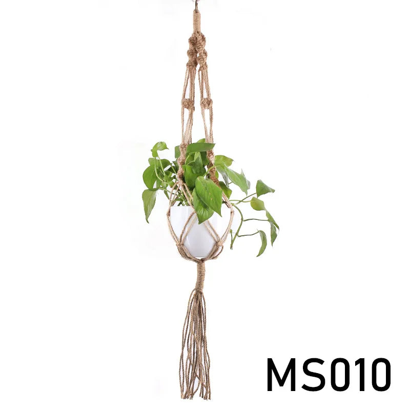 hemp rope hanging basket for decorative plants - vue 16 sur 16