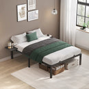 VASAGLE Double Bed Frame, Metal Bed Frame, with Bedside Shelves, Guest Bed Frame, for 140 x 200 cm Mattresses, Easy Assembly